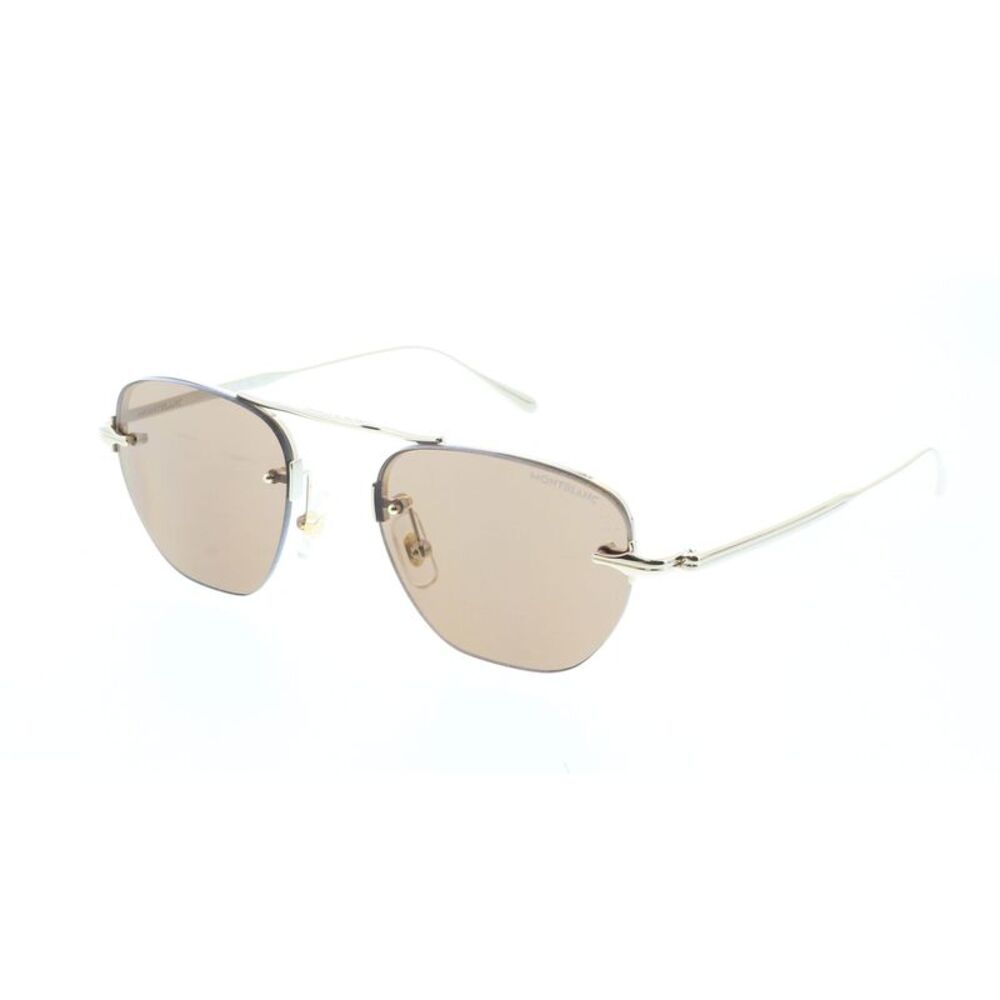 Montblanc MB0404S-002 Gold Rimless Sunglasses Brown Gradient Lenses